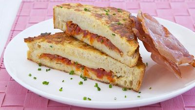 Recipe:&nbsp;<a href="http://kitchen.nine.com.au/2016/05/17/23/26/tomato-and-cheese-french-toast" target="_top" draggable="false">Tomato and cheese french toast<br />
<br />
</a>