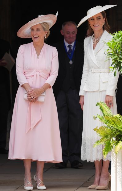 WINDSOR, ENGLAND - JUNE 16: Sophie, Duchess of Edinburgh (L) and Catherine, Princess of Wales (R) attend the Order of the Garter service at St George's Chapel, Windsor Castle on June 16, 2025 in Windsor, England. (Photo by Yui Mok - WPA Pool/Getty Images)