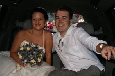Tom Adam with his wife Dubrovka on their wedding day in 2008.