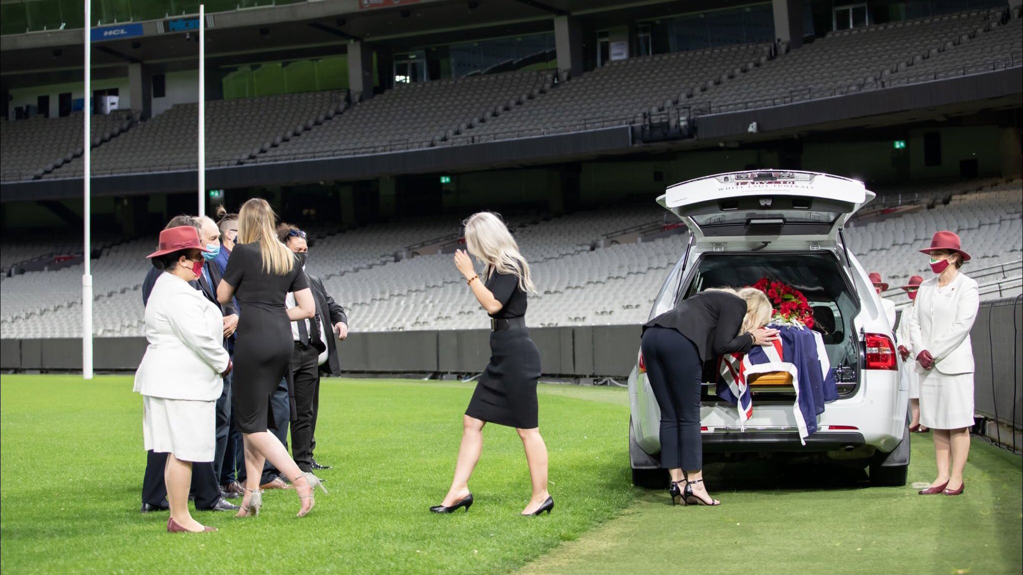 Dean Jones is farewelled at an MCG funeral ceremony.