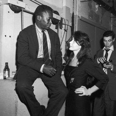 Juliette Greco and Miles Davis at the club Saint Germain In Paris, France in 1958