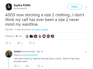 Asos slammed for 'irresponsible and dangerous' size 2 clothing
