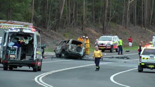 The scene of the crash which took the lives of four Falkholt family members and the driver of the other vehicle.