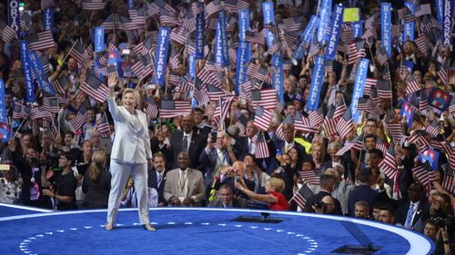 Hillary Clinton at the Democratic National Convention. (AAP)