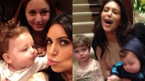 'Help!': Kim Kardashian practises parenting