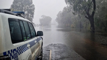 Flooding is seen in NSW&#x27;s central west. Authorities are pleading with those in flood-affected areas not to drive in floodwaters. 