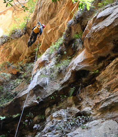 The last abseil of the day was the highest.