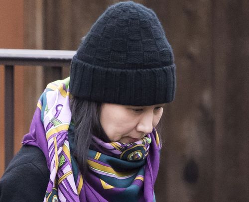 Meng, picutred in Vancouver, has been released on bail pending an extradition hearing to the US on charges of violating sanctions against Iran.