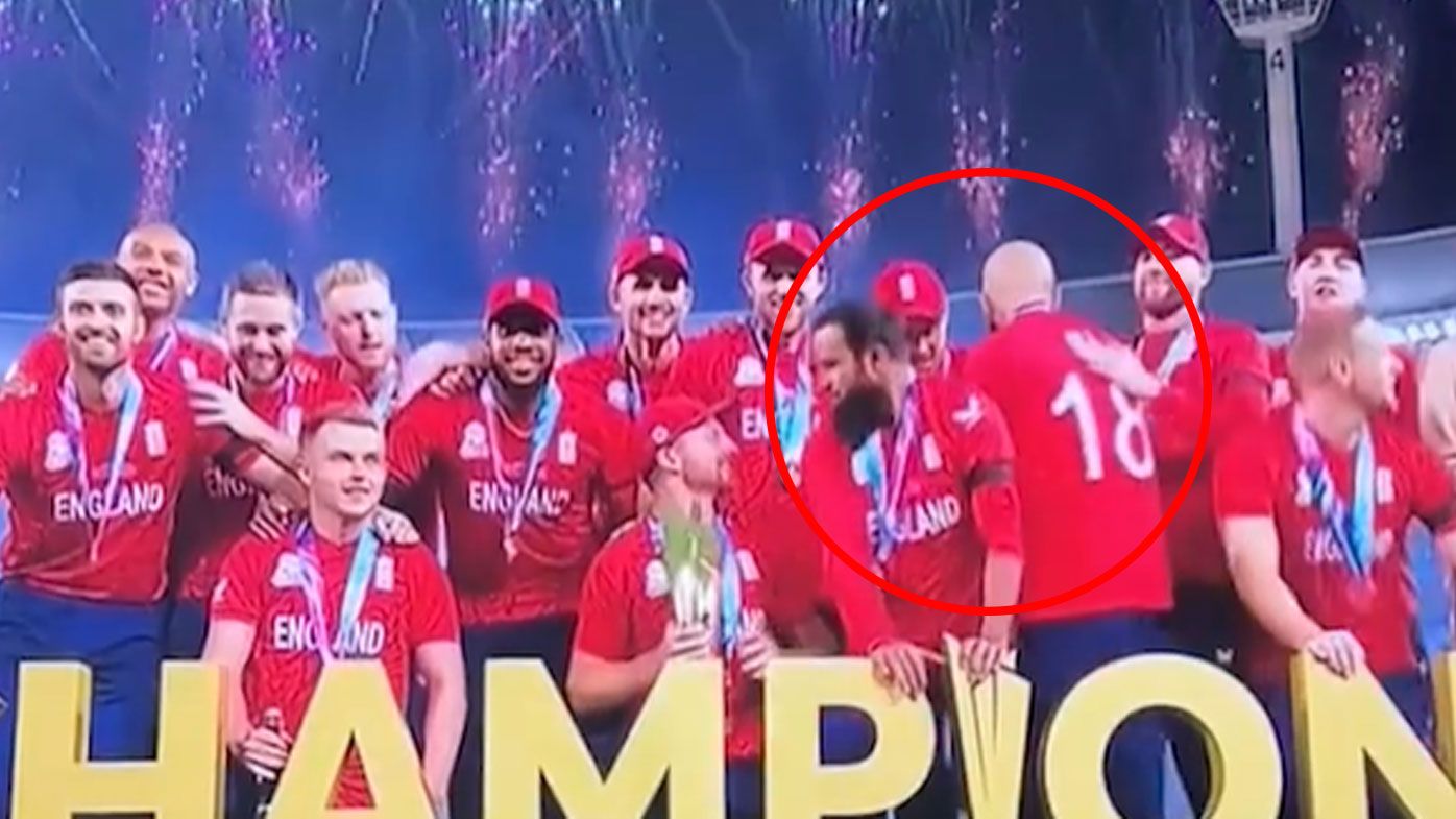 Adil Rashid and Moeen Ali exit England&#x27;s World Cup celebrations so the players can spray champagne