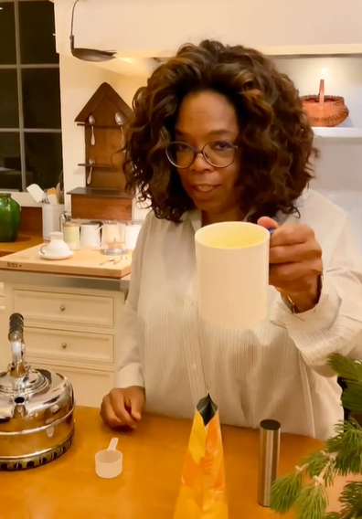 Oprah tries out super latte mix