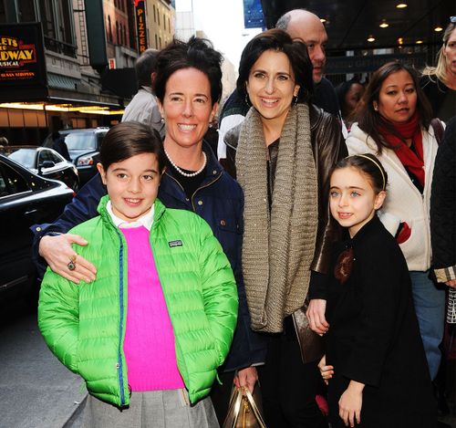 Spade pictured with her daughter Beatrix, left, and Darcy Miller with her daughter Daisy Nussabaum, right, in New York in 2013. Picture: Desiree Navarro/Getty Image