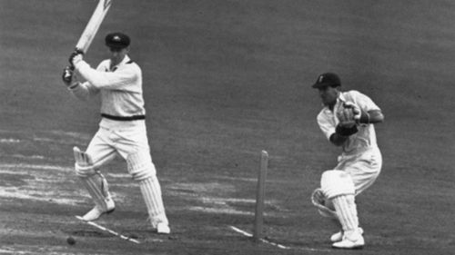 Morris at the crease in 1948. (Getty)