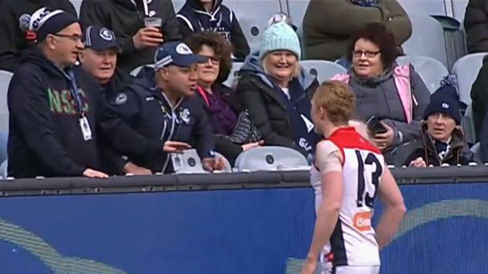 Demons' Clayton Oliver in spat with Blues fan