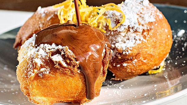 BearBrass doughnuts with smoky chocolate orange sauce