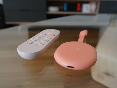Google TV's new Chromecast dongle and remote.