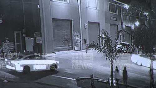 A screenshot of a police patrol car arriving at the scene of the alleged assault in Adelaide.