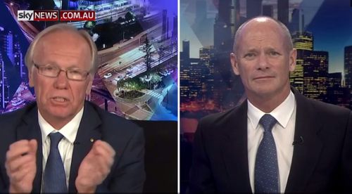 Peter Beattie and fellow former Queensland premier Campbell Newman discussed the Commonwealth Games closing ceremony on Sky News. (Supplied)