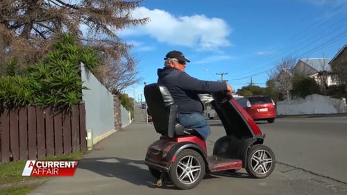 The double amputee led police on a wild chase through the streets of Timaru, all on his mobility scooter.