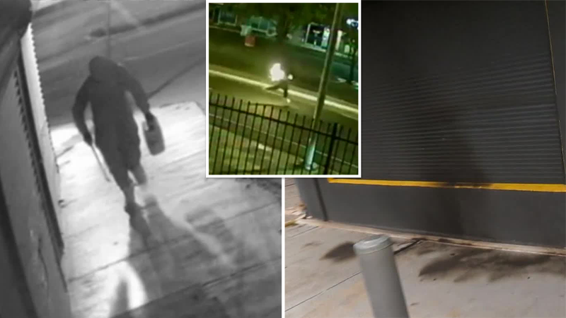 CCTV shows would-be arsonist accidentally setting themselves on fire ...