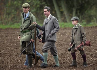 Prince Charles, And Prince Harry, On A Sandringham Shoot.