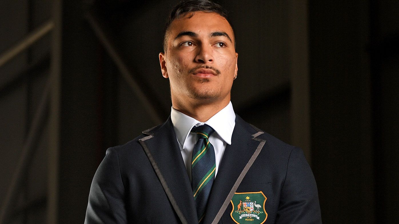 Australian Wallabies player Jordan Petaia poses for a photograph at the announcement of the 2019 Rugby World Cup team 