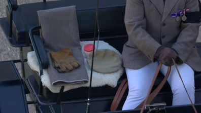 Prince Philip's carriage driving cap, whip and gloves during funeral