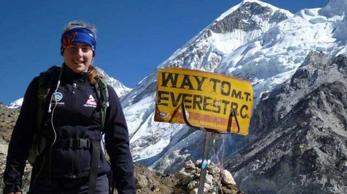 Everest climber Alyssa Azar is safe at Base Camp following the fatal avalanche. (Source: Facebook)