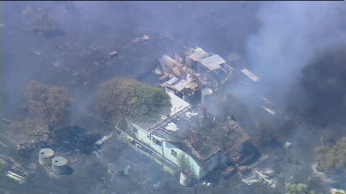 Several homes and sheds appear to have been gutted by the bushfire. (9NEWS)