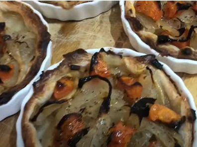 Screen shot of the shopper's caramelised onion and carrot tarts.