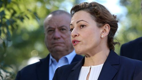 Actimg premier Jackie Trad speaks with reporters. Picture: AAP