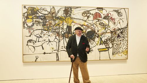 Australian Artist John Olsen. Olsen attends a preview of his exhibition John Olsen: The You Beaut Country at the Art Gallery of NSW in Sydney.