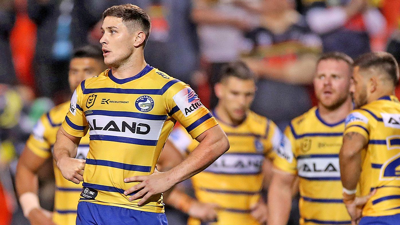 Mitchell Moses of the Eels looks on after a Panthers try