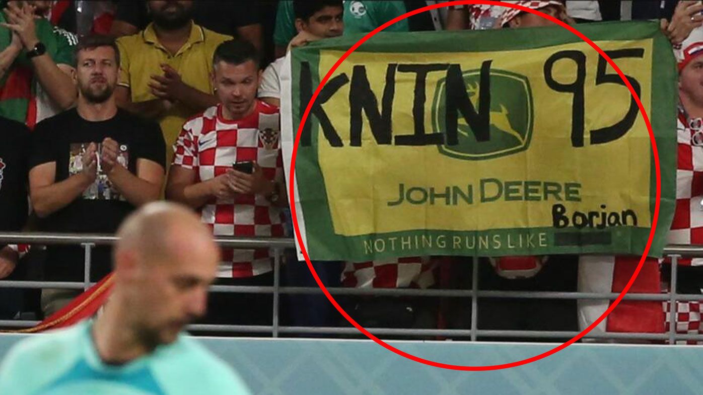 The banner Croatian fans taunted Canada goalkeeper Milan Borjan with during the World Cup clash between the two countries