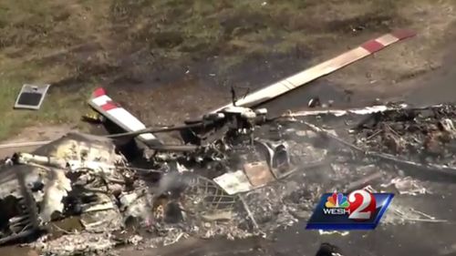 Authorities are inspecting the helicopter wreckage in Palm Bay, Florida. (Wesh 2)