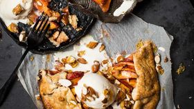 Peach galette with candied almonds