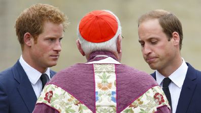 William and Harry at funeral