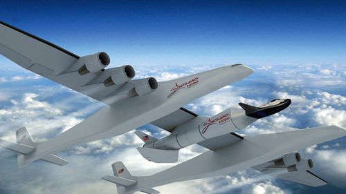 The Stratolaunch is designed to carry rockets into the skies before they launch into space. (Supplied).