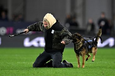 New Zealand Police staff perform a demonstration at halftime at Forsyth Barr Stadium.