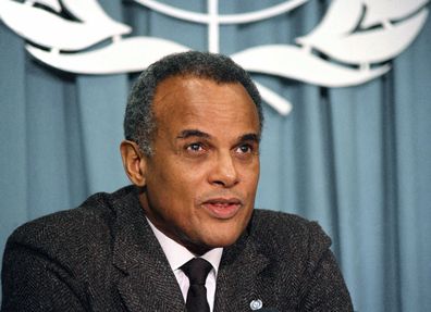 Harry Belafonte, newly appointed goodwill ambassador for the United Nations Children's Fund (UNICEF) speaks at a news conference at the UN in New York, March 4, 1987. 