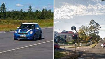 Driver of blue Mini Cooper assaulted at intersection in Maryborough, Queensland.