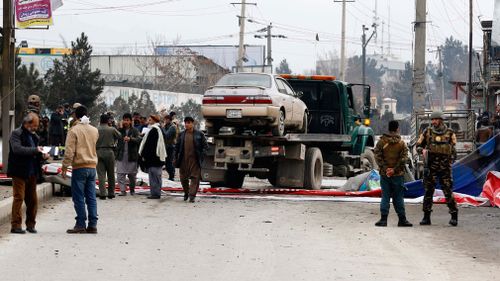 A car bomb exploded hear Australian Embassy vehicles in Kabul. (AAP)