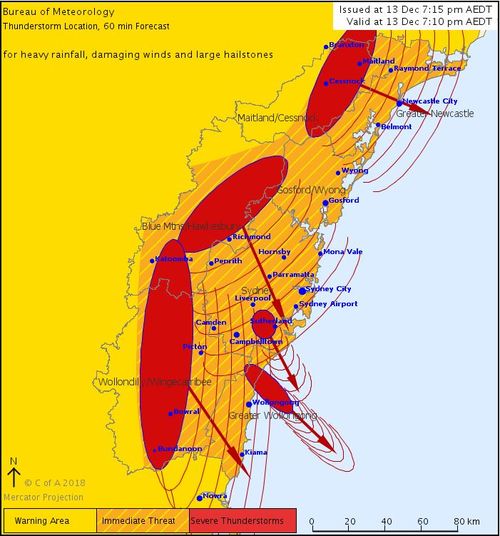 NSW thunderstorms BoM warning map