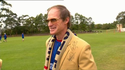 One of the devoted fans attending tomorrow's game will be former star captain Andy Roberts and his 'lucky' golden suit. Picture: 9NEWS.