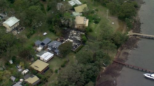 Homes destroyed on Hawkesbury River north of Sydney.