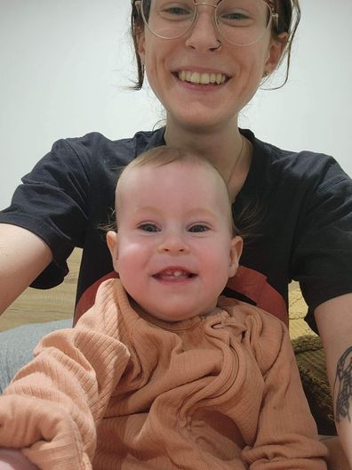 Casey Cameron with her daughter Violet, who felt like a 'lifeless doll' when she was born.