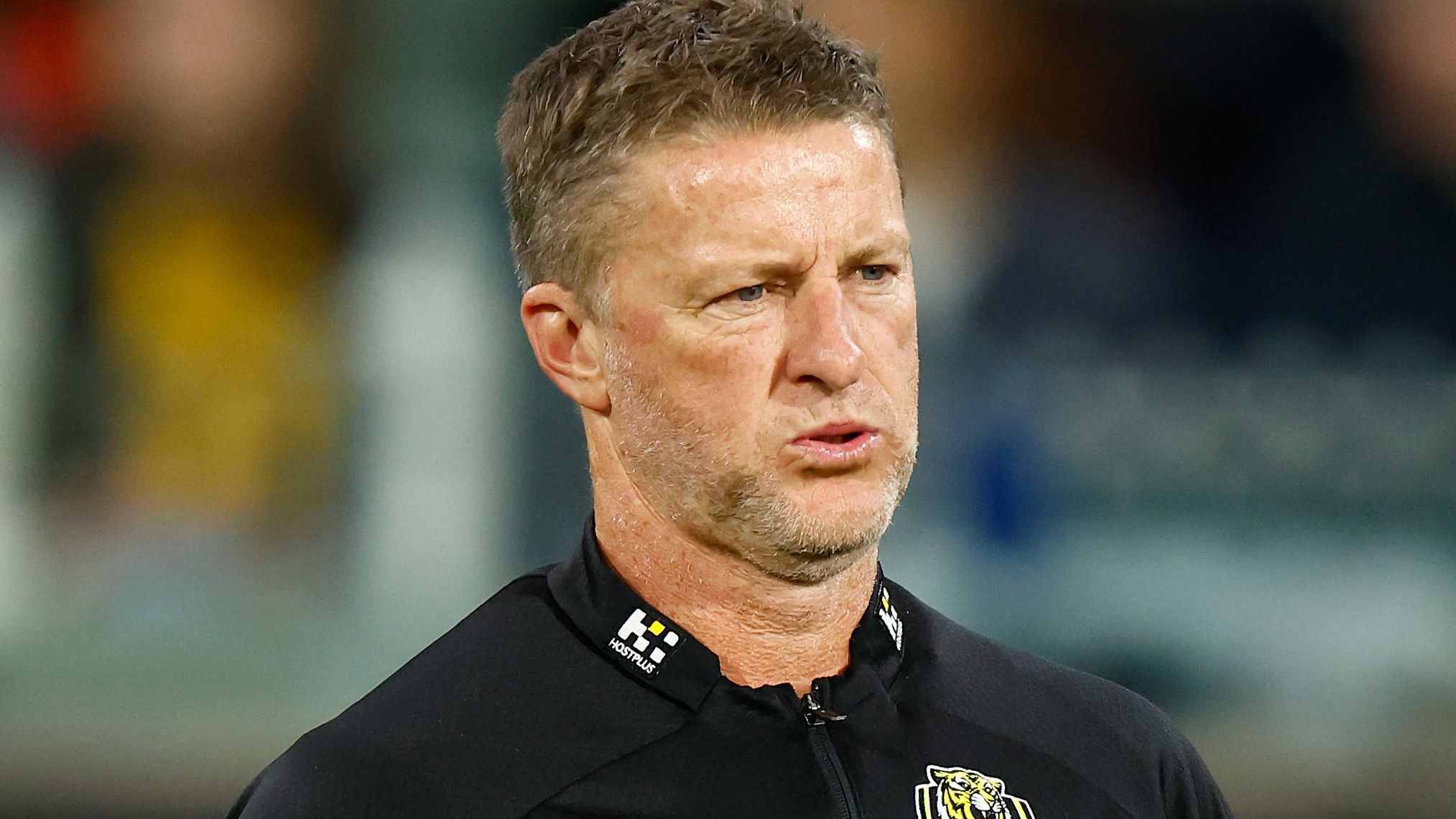 MELBOURNE, AUSTRALIA - MARCH 31: Damien Hardwick, Senior Coach of the Tigers looks on during the 2023 AFL Round 03 match between the Collingwood Magpies and the Richmond Tigers at the Melbourne Cricket Ground on March 31, 2023 in Melbourne, Australia. (Photo by Michael Willson/AFL Photos)