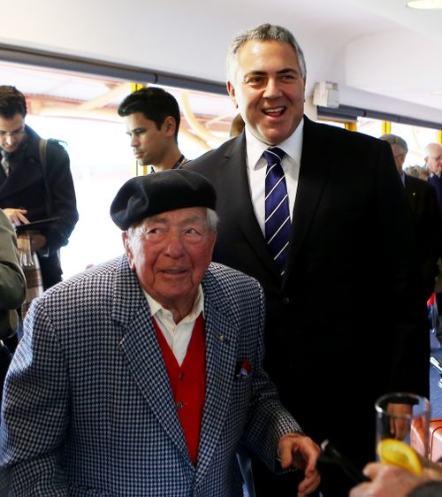 Joe Hockey with his father Richard in 2014. (AAP)