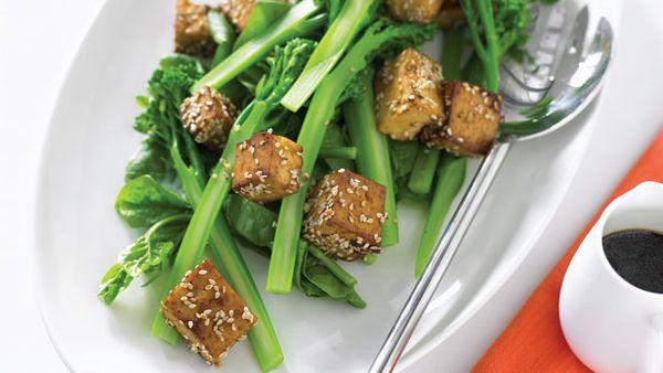 Sesame tofu and broccolini salad
