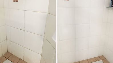 Cleaning hack shower bathroom transformation