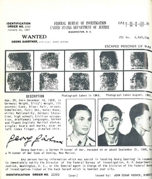 Georg Gaertner's Wanted poster was on the walls of post offices across America.